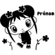 Sticker prénom personnalisable Fille Kawaii et fleurs