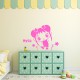 Sticker prénom personnalisable Fille Kawaii et fleurs