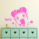 Sticker prénom personnalisable Fille Kawaii et fleurs