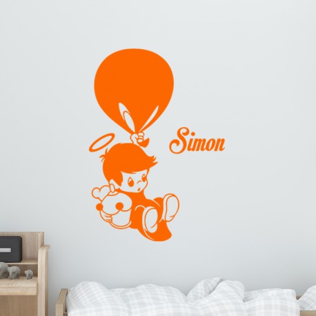 Sticker prénom personnalisable bébé avec ballon