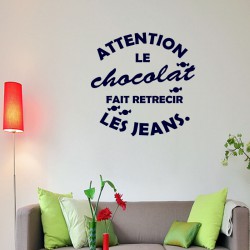 Sticker Attention le chocolat fait rétrécir les jeans