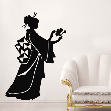 Sticker fleur Silhouette japonaise