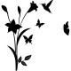 Sticker Fleur, papillons et oiseau