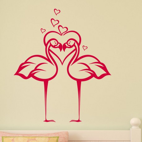 Sticker flamants rose amoureux