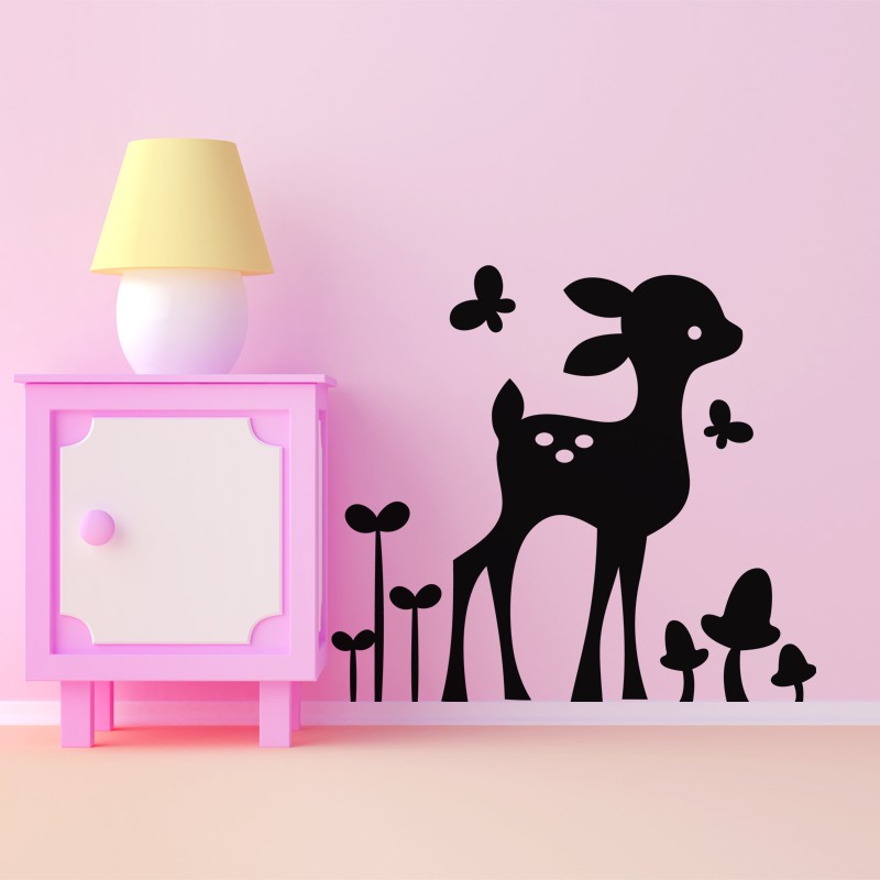 Sticker Faon et papillons - Stickers enfant - stickers chambre enfant