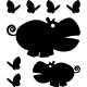 Sticker Hippopotames et papillons