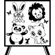 Sticker Caricature d'animaux sur un tableau
