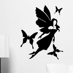 Sticker fée avec des papillons