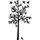 Sticker oiseaux autour d'un arbre