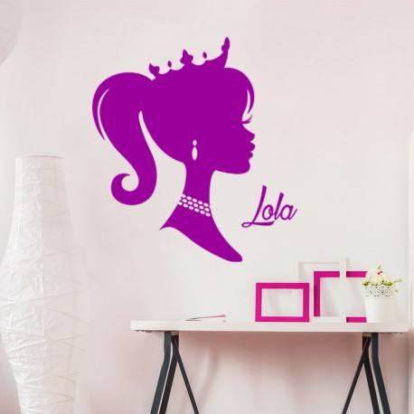 Sticker prénom personnalisable Profil de princesse