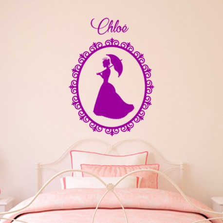 Sticker prénom personnalisable Camée d'une princesse