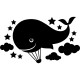 Sticker Montgolfier Baleine et nuages