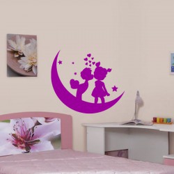 Sticker Enfants amoureux sur la lune