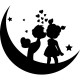 Sticker Enfants amoureux sur la lune