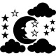 Sticker Étoiles, lune et nuages