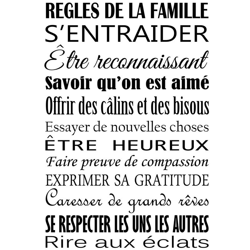 Sticker mural Règles de la Famille : Chez Rentreediscount Ma jolie