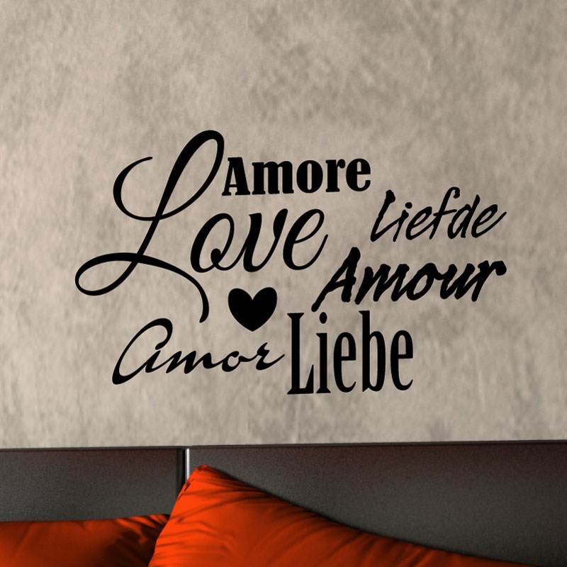 Sticker mural Amour en divers langues pas cher - Stickers Muraux discount  - stickers muraux - madeco-stickers