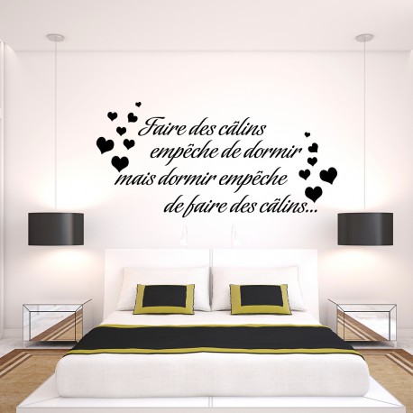 Stickers chambre à coucher : tête de lit, citation, motifs, couple