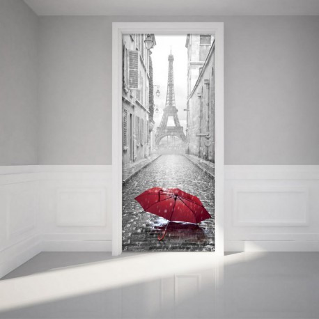 Sticker porte 204 x 83 cm - Ruelle et lampadaire