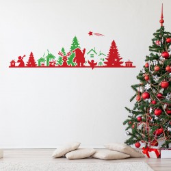 Sticker Noël frise de noël rouge et vert - 30x95cm