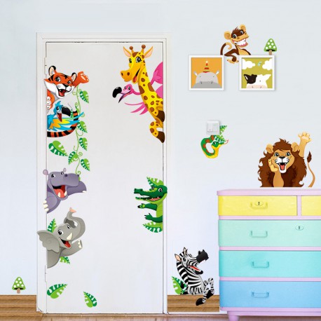 Stickers Muraux Enfants Autocollant Mural Bebe Garcon Fille Chambre  Décoration Animaux Éléphant Lion Tigre Zèbre Stickers Muraux - Cdiscount  Maison