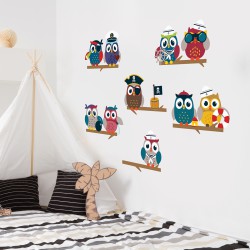 Stickers hiboux pirates sur branches