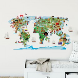 Sticker carte du monde découverte 60x110 cm