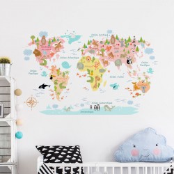 Sticker carte du monde bébé 60x95 cm