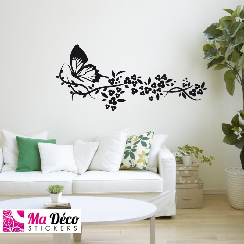 Stickers fleurs noires - Cdiscount